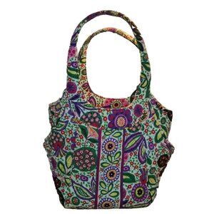 Vera Bradley Side By Side Tote‎ Viva La Vera Spring Floral Large Sz 7 Pockets